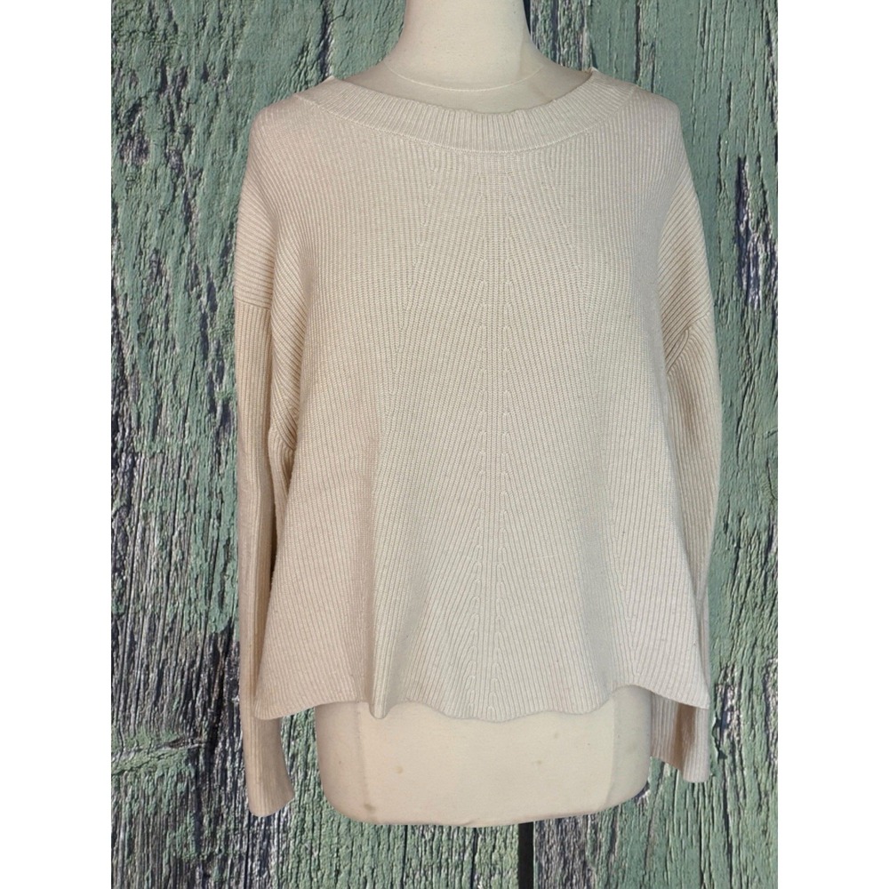 Zara Collection Creamy Ivory OVERSIZED Knit Short Pullover Sweater Sz S 50" Bust